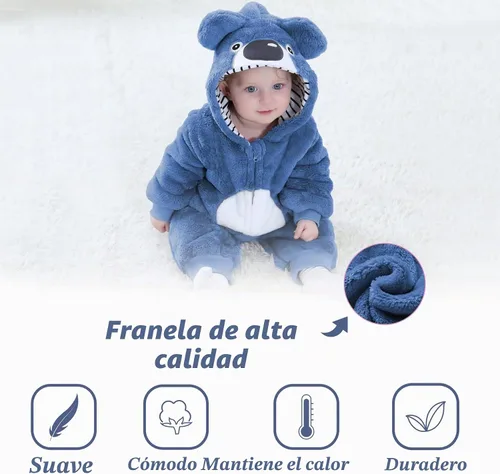 Vista 3 de TONWHAR - Disfraz unisex de animal para bebé y niño pequeño, con capucha, mameluco para invierno, conjunto de disfraz Azul (blue koala)