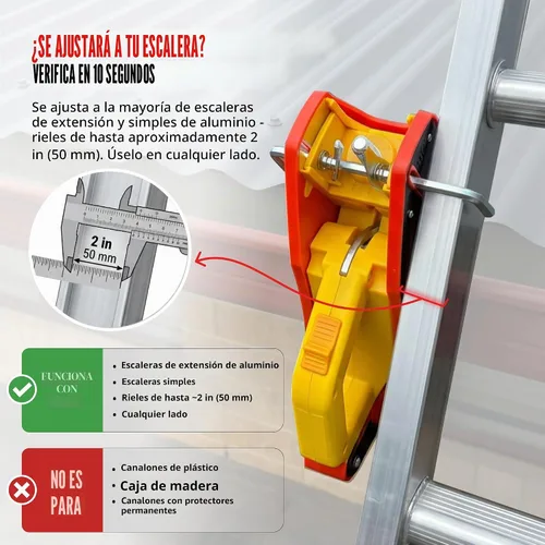 Vista 5 de Lock Jaw - Gancho estabilizador de escalera de techo para canalón, separación en 5 segundos con seguridad de bloqueo deslizante, evita que