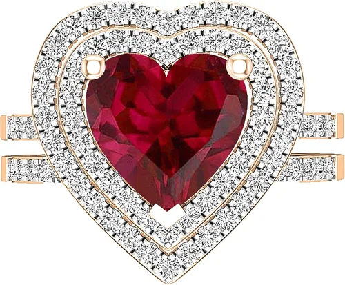 Vista 7 de Dazzlingrock Collection Juego de anillos de compromiso de doble halo con diamantes naturales redondos y piedras preciosas creadas en laboratorio