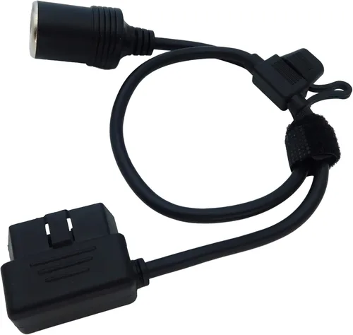 Vista 9 de Ángulo recto de bajo perfil OBD2 macho a encendedor de cigarros Conector hembra Cable de alimentación constante del coche 2ft/60cm