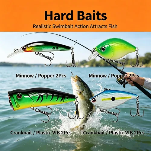 Vista 3 de TRUSCEND Complete Fishing Lures - Tackle Box with Tackle Included - Crankbaits, Minnows, Frogs, Vibes, Poppers, Spinners, Spoons, Soft Baits, Hooks