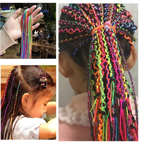 Vista 5 de Juego de 50 trenzas de pelo surtidas con colores degradados, trenzados, para trenzas de cola de caballo, mujeres y niñas, accesorios de peinado