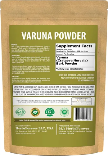 Vista 3 de HerbsForever Varuna Powder - Crataeva Nurvala - Salud de la próstata - Apoya la salud prostática, riñones, vesícula biliar y tracto urinario - Sin