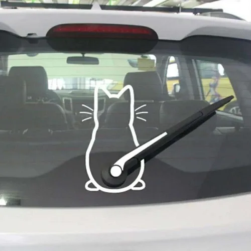 Vista 3 de Adhesivo para automóvil, divertido gato en movimiento, cola en movimiento, diseño de dibujos animados, lindo animal, para limpiaparabrisas trasero