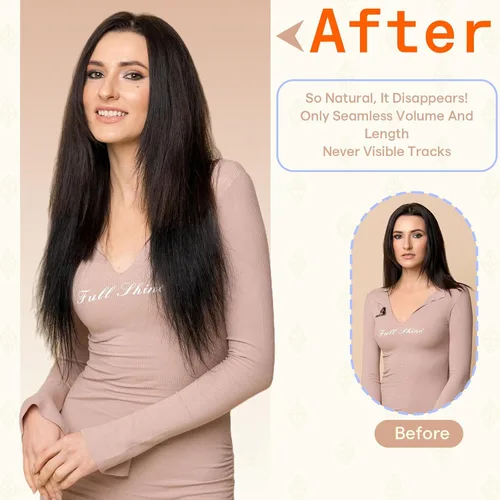 Vista 7 de Full Shine - Extensiones de cabello humano con cinta adhesiva, 10 pulgadas, sin costuras, color 1 negro azabache de 1.06 oz, cinta invisible