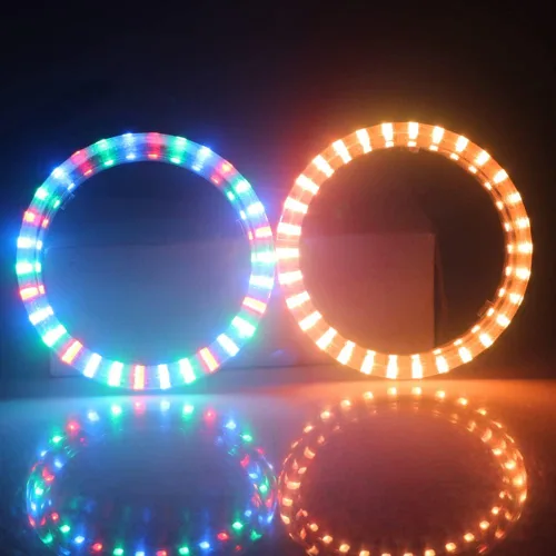 Vista 9 de Qasim 1 par de anillos de halo LED RGB de 80 mm con 30 SMD 3535, ojos de ángel para motocicleta y coche, luz DRL, luz antiniebla, señal de giro