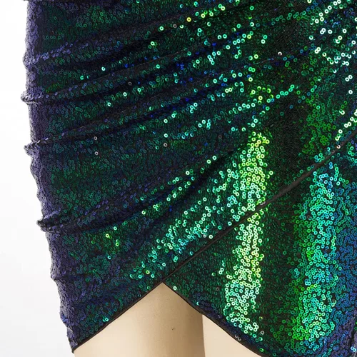 Vista 6 de GRACE KARIN - Vestido sexy de lentejuelas con purpurina brillante para mujer, vestido de fiesta fruncido con tirantes delgados, cuello en V cruzado