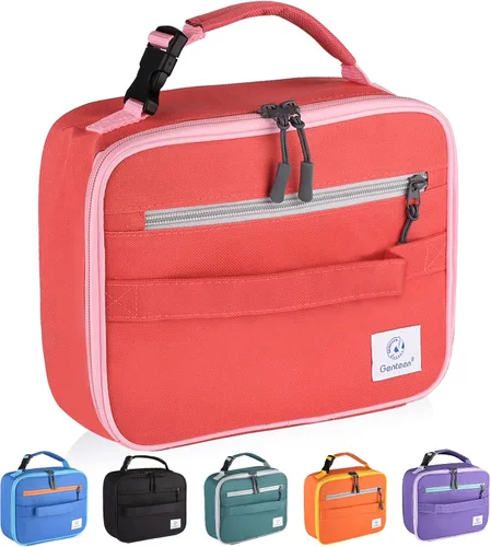 Vista 16 de Genteen Paquete de 2 bolsas de almuerzo suaves aisladas con doble cremallera, resistente, congelable y reutilizable para niños, hombres