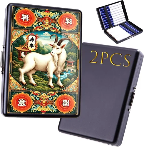 Vista 15 de 2 cajas de cigarrillos, capacidad para 20 palos, caja de cigarrillos de metal, soporte portátil a prueba de aplastamiento, carteras para tarjetas