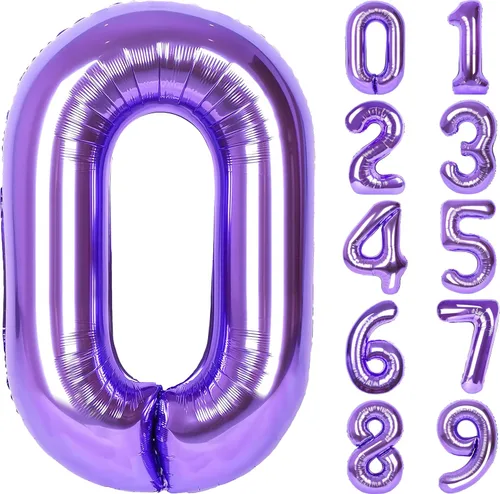 Vista 34 de Globos gigantes de números negros de 40 pulgadas, globos de aluminio de Mylar con helio para cumpleaños, globo número 0 para decoración de fiestas