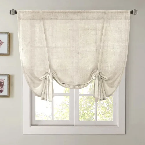 Vista 18 de H.VERSAILTEX Cortinas de lino con lazos de 63 pulgadas de largo, cortina de privacidad texturizada de lino natural, múltiples formas de colgar