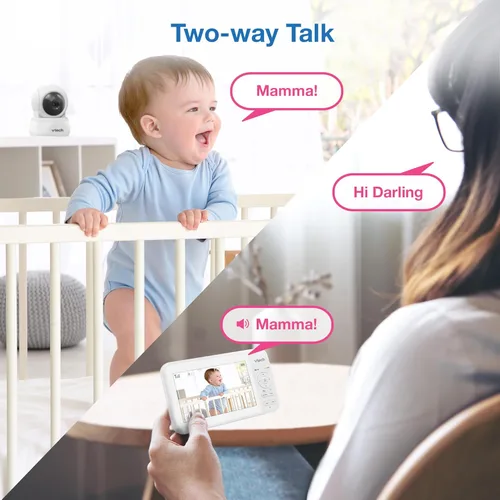 Vista 9 de VTech Monitor de video para bebés con pantalla LCD de 5 pulgadas, hasta 17 horas de video y 31 horas de duración de batería de audio, visión