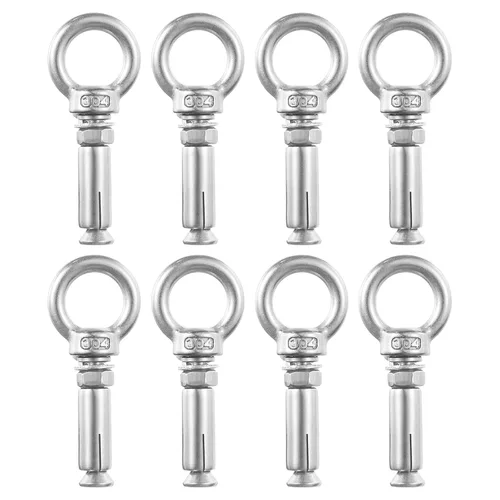 Vista 41 de uxcell Aro de elevación de la expansión, 8pcs M6x50mm 304 tornillo de expansión de acero inoxidable con anillo de ojo para pared de ladrillo