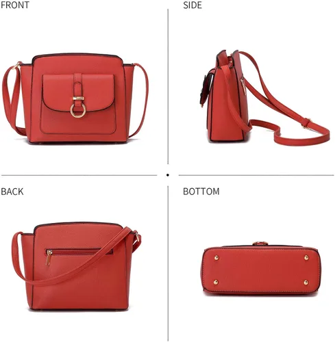 Vista 6 de LA TERRE Bolsos cruzados ligeros y medianos para mujer, pequeños bolsos cruzados de cuero vegano