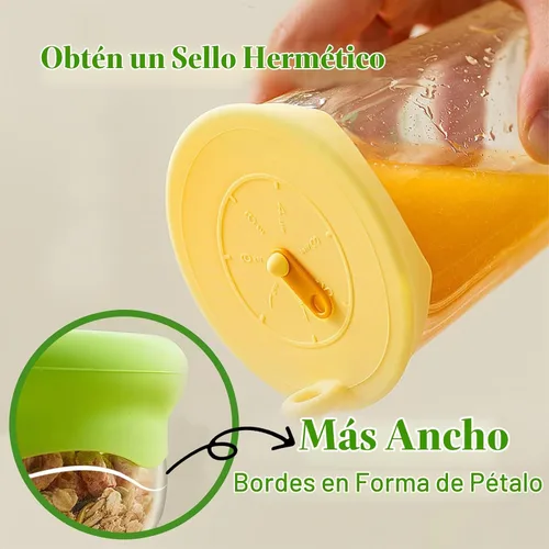 Vista 3 de Tapas elásticas de silicona para almacenamiento de alimentos, tapas reutilizables elásticas y selladas con pestaña de extracción fácil de abrir e