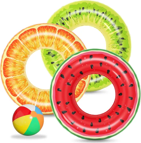Vista 10 de Jasonwell Flotador Gigante de Kiwi para Fiesta en la Piscina, Flotadores Inflables para Piscina, Balsas de Tubo con Válvulas Rápidas, Decoraciones