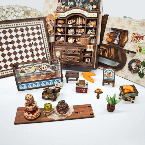 Vista 5 de CUTEROOM Kit de rincón de libros para adultos, rompecabezas de madera 3D DIY kit de rincón de libros en miniatura, kit de construcción de casa