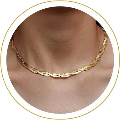 Vista 8 de CHESKY - Collar de serpiente de cadena de oro/plata chapado en 14K, collar de espiga, gargantillas de oro para mujeres, joyería para regalos Dorado
