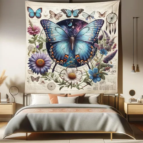 Vista 155 de Ambesonne Tapiz hippie, abrazo de hongos de ensueño y árbol de la vida místico y mandal verde, decoración de tela para colgar en la pared