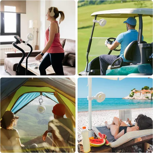 Vista 8 de JISULIFE Mini ventilador de cochecito de 4000 mAh funciona con 4 velocidades, recargable 720° giratorio, clip para asiento de bebé, cuna, carrito