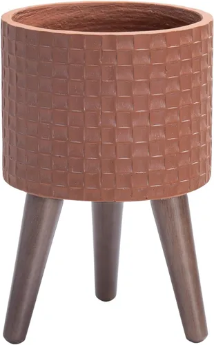 Vista 18 de D'vine Dev Maceta Elegante con Patrón de Azulejos Geométricos Modernos de 12 Pulgadas con Soporte, Portamacetas Decorativo para Interiores