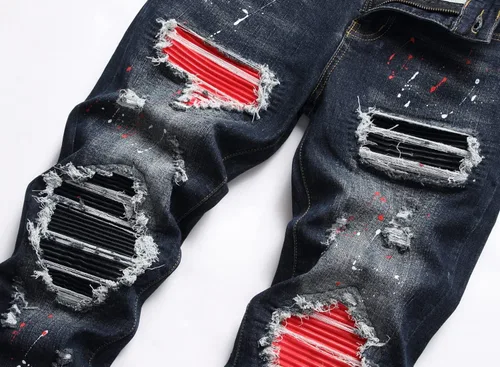 Vista 6 de AITITIA Jeans elásticos rasgados de ajuste regular para hombre