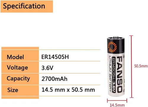 Vista 2 de FANSO ER14505H - Batería de litio de 3,6 V, 2700 mAh, ER14505, LS14500, Li-SOCL2, no recargable