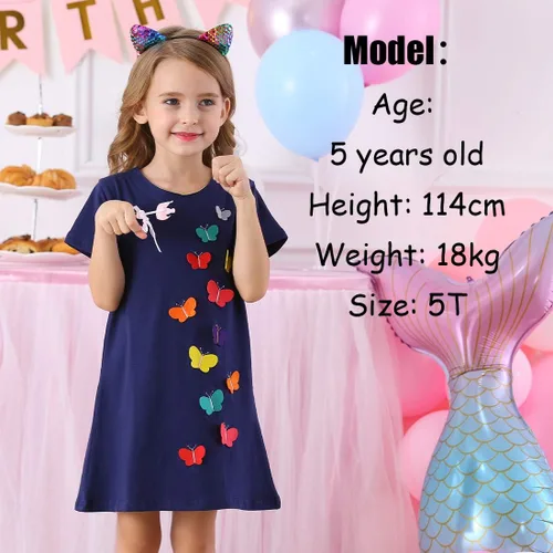 Vista 3 de VIKITA 2020 - Vestidos de verano para niña de manga corta 3-8 años