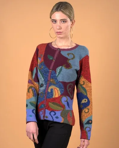 Vista 7 de Cárdigan 100% de alpaca para mujer, bordado, acabado de ganchillo. Tabla de tallas de EE. UU. para un gran ajuste. ISIDRA