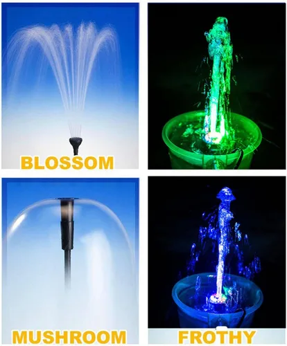 Vista 2 de Lewisia Kit de bomba de fuente de agua con cabezal rociador de hongos y flores, cable listado de 6 pies para estanque Koi, fuente de acuario