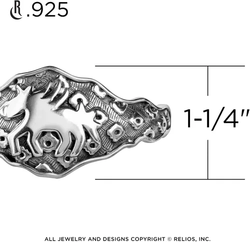 Vista 3 de American West - Pulsera de plata de ley con diseño de caballos salvajes talla S M o L