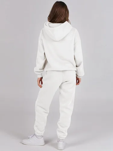 Vista 6 de Prinbara Conjunto de 2 piezas para mujer, conjunto de pantalones deportivos de gran tamaño, sudadera con capucha a juego, conjunto de descanso