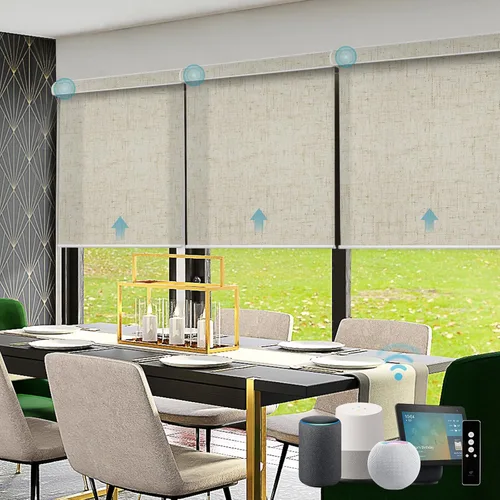Vista 30 de SmartWings Persianas motorizadas con 5% de apertura, funcionan con Homekit Z-Wave Alexa SmartThings Google, persianas inteligentes con filtro de luz