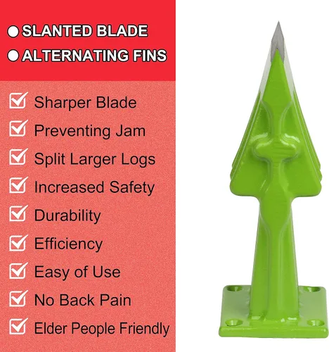 Vista 5 de SPEED FORCE Divisor de madera manual para leña, divisor de troncos portátil, cabeza de punta de cuña, sin hacha, 3 pulgadas, verde con cubierta