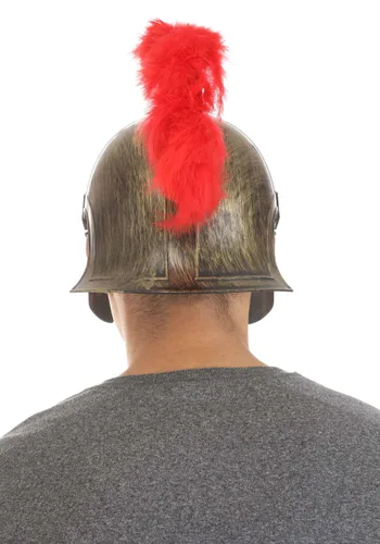 Vista 4 de Casco de Disfraz de Gladiador Adulto con Pluma de Plumas Rojas Multicolor