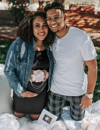 Vista 2 de KIM S Vestido de maternidad con purpurina para sesión de fotos, vestidos ajustados para baby shower o uso diario