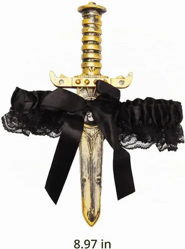 Vista 5 de 2 Pcs Bow Garter with Pirate Dagger Lace Bow Leg Ring Sword Leg Holster for Halloween Dress Up Props Negro