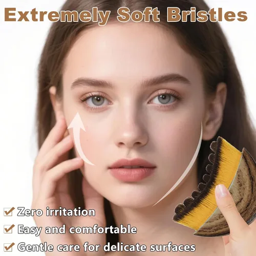 Vista 4 de 3 cepillos linfáticos de contorno facial para esculpir rostro, barbilla y Marrón