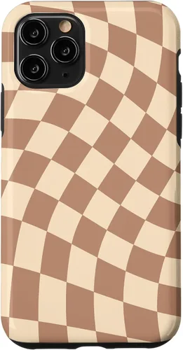 Vista 27 de iPhone 16 Brown Checkered Wavy Checkerboard Pattern Phone Case