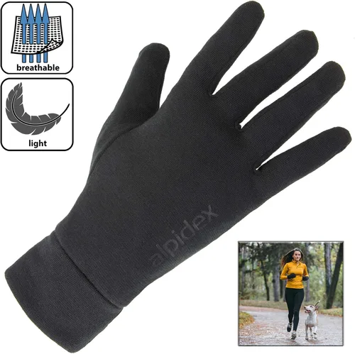 Vista 3 de ALPIDEX Guante interior guantes ligeros para correr, forro delgado y cálido, para deportes de invierno, para hombres y mujeres, guantes interiores