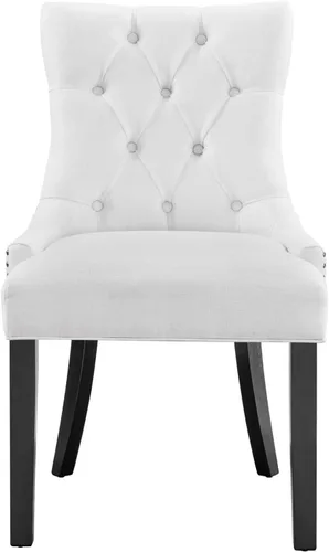 Vista 4 de Modway Regent - Silla de comedor de tela tapizada con botones en color blanco