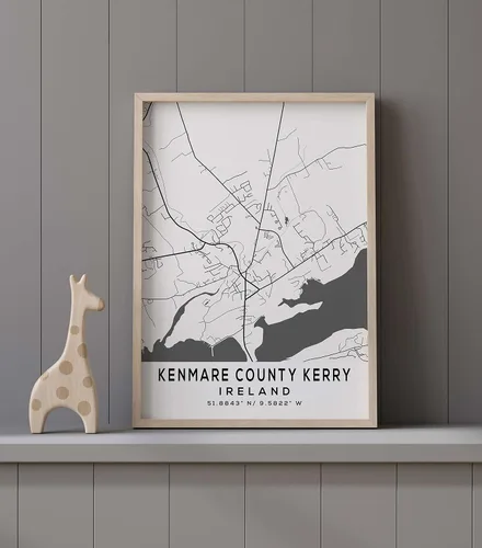 Vista 9 de Mapa de Kenmare County Kerry, Irlanda, Light 2 (12x16)