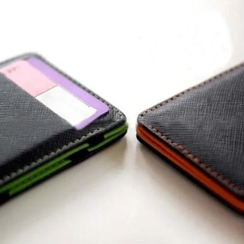 Vista 4 de Cartera de piel sintética para hombre con clip para dinero y tarjetas de crédito