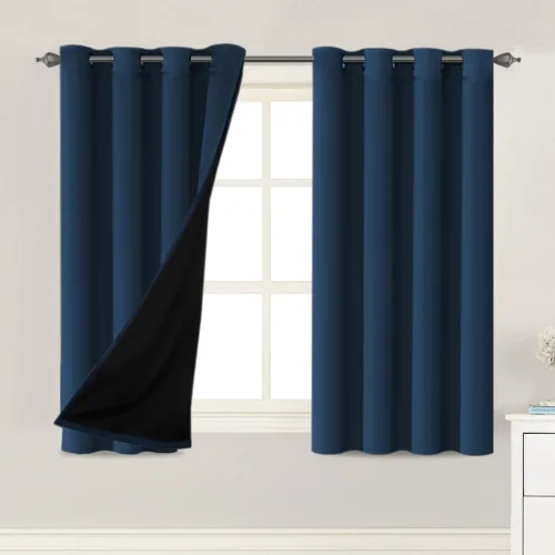 Vista 34 de H.VERSAILTEX Paneles de cortina 100% opacas de 45 pulgadas de largo, con aislamiento térmico, cortinas opacas con forro para dormitorio, dos capas