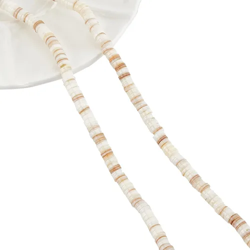 Vista 10 de NBEADS 196 cuentas Heishi de concha natural de Trokid, disco de columna de trochus espaciador redondo plano de 0.157 pulgadas para hacer joyas