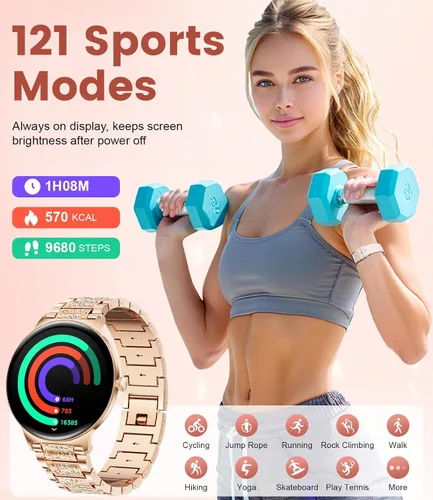 Vista 6 de Relojes inteligentes para mujer, pantalla AMOLED de 1.43 pulgadas, reloj inteligente de llamadas Bluetooth, más de 120 modos deportivos, rastreador