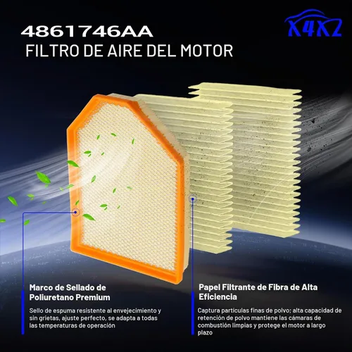 Vista 5 de Filtro de aire de motor para Chrysler 300 Dodge Challenger Dodge Charger 4861746AA 4861746AB 2011-2020