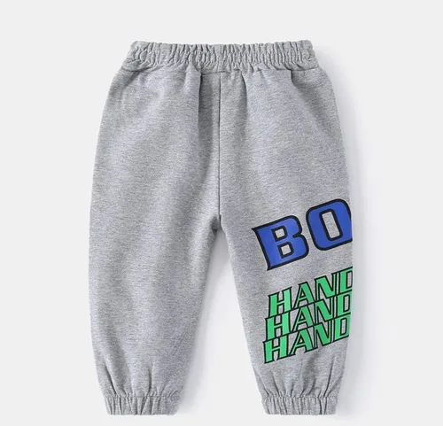 Vista 3 de Irsutey Pantalones deportivos casuales con estampado de letras para bebés y niños pequeños, pantalones deportivos con cintura elástica para niños