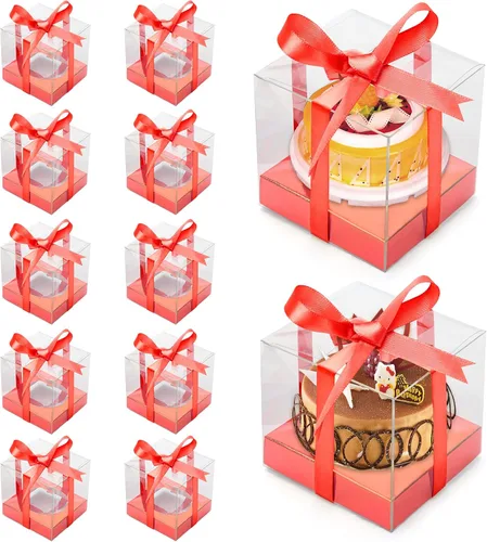 Vista 11 de 12 cajas transparentes para cupcakes de 3.5 pulgadas (negro)