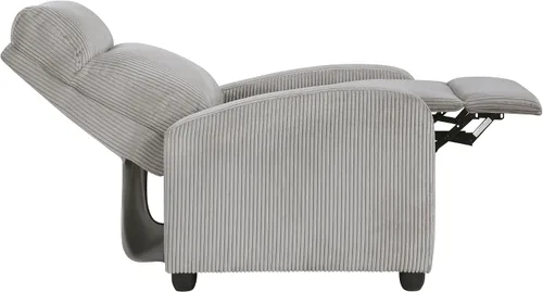 Vista 17 de Lexicon Sillón Reclinable de Pana con Respaldo Empujable Sillón Butaca Reclinable de Empuje hacia Atrás, Marco de Madera Sólida y Base de Metal Gris